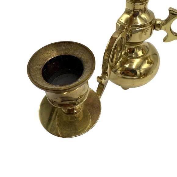 Set of 2 Vintage Valsan Portugal Brass Candlestick Double Arm Wall Sconces 9.5” - Picture 9 of 12
